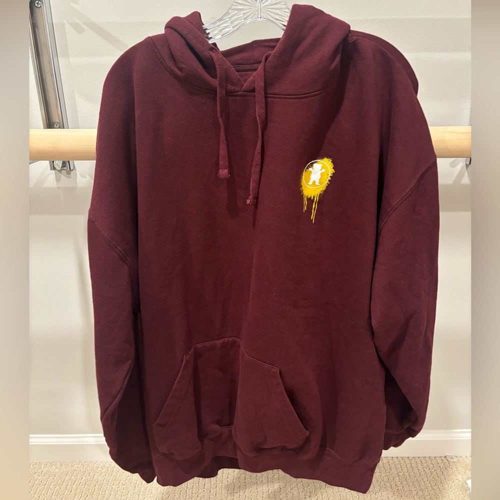 Burgundy Hoodie with Yellow Emblem
